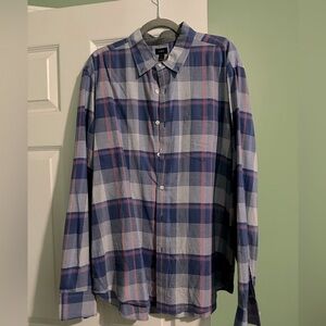 J. Crew 100% Cotton Lightweight Plaid Button Down Shirt XL